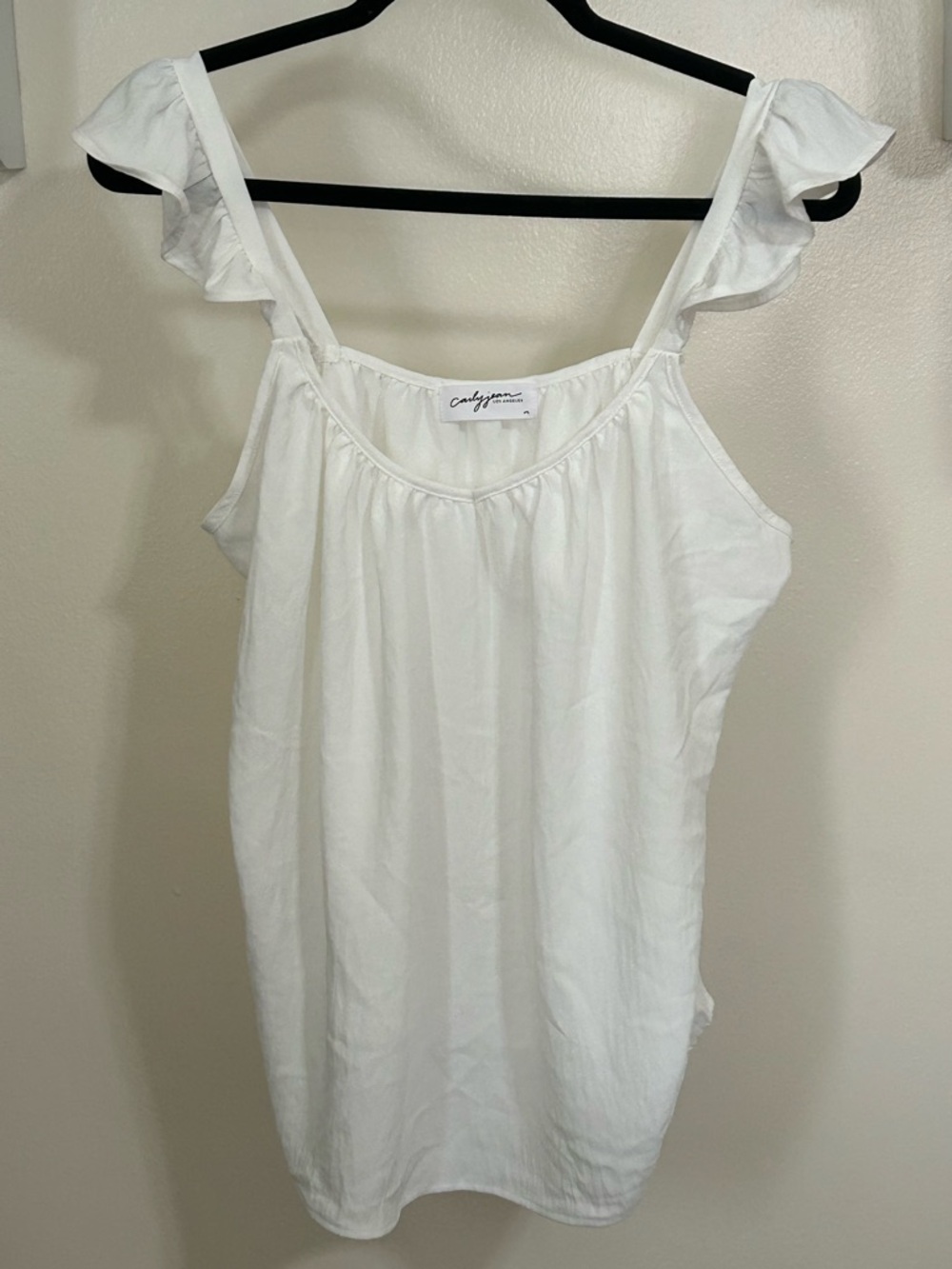 NEW Carly Jean Los Angeles White Ruffle Strap top